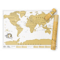 Mapa material del rasguño del papel revestido blanco y rasguño del tamaño de los 82.5 * 59.4cm del mapa del mundo